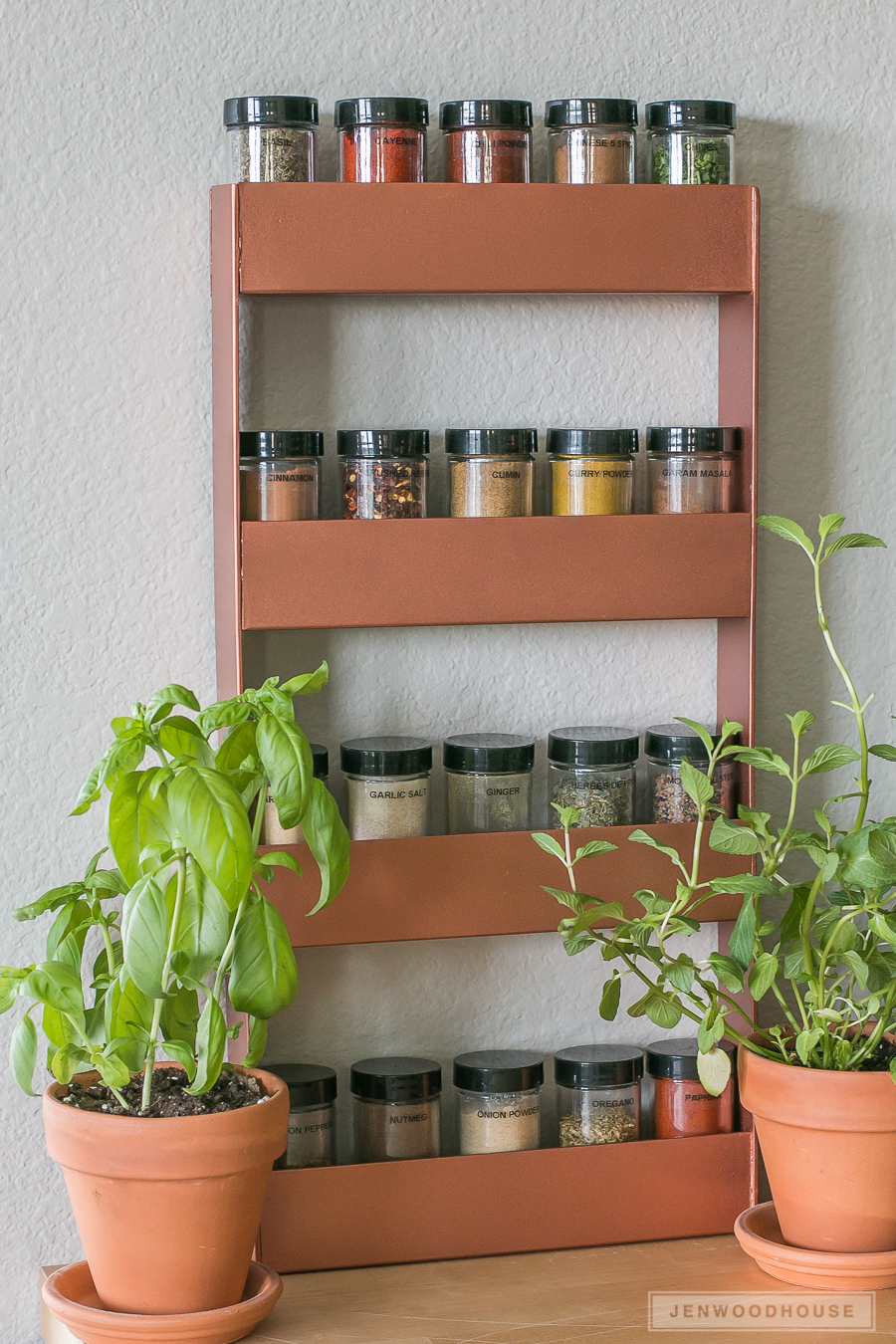 Copper shop spice rack