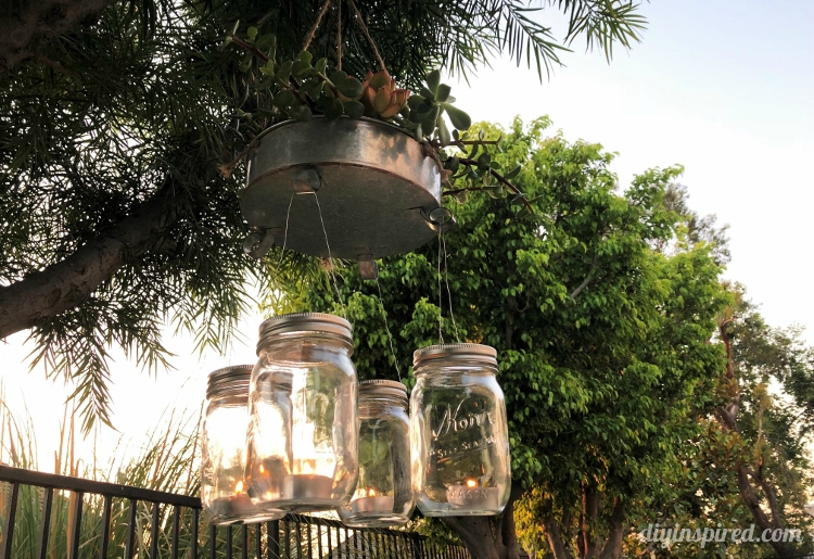 How to Make an Outdoor Mason Jar Chandelier with a Succulent Garden