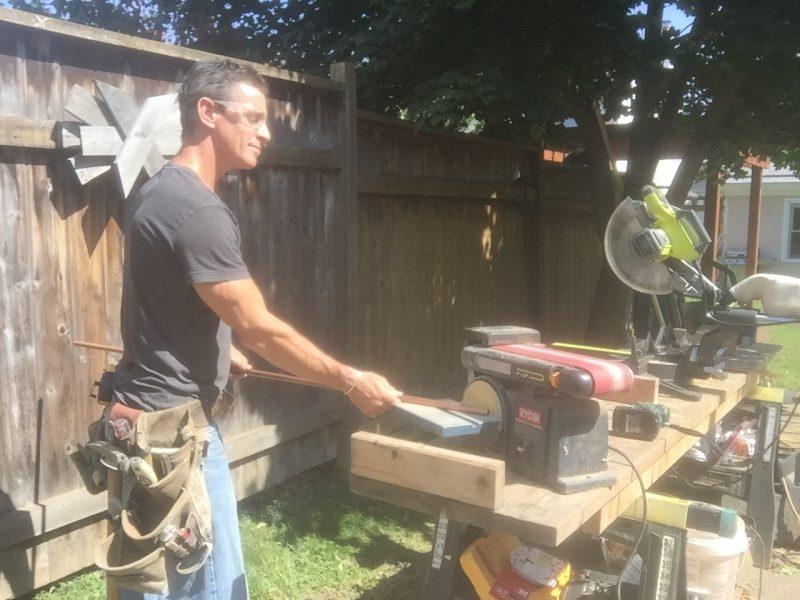 Tuning up pipe burs on the bench sander.